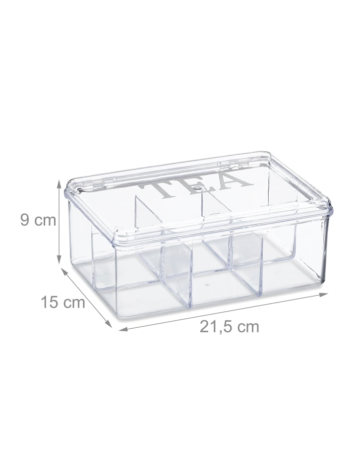 relaxdays Teebox in Transparent - (B)21,5 x (H)9 x (T)15 cm günstig kaufen onesize