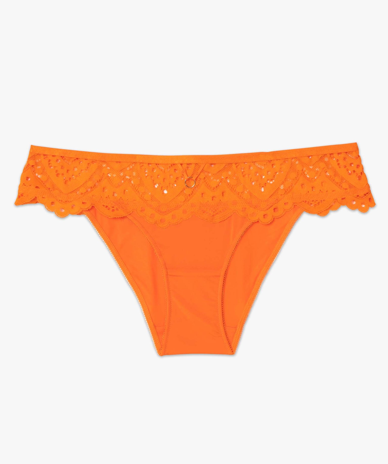 Culotte femme en microfibre et dentelle orange | GEMO