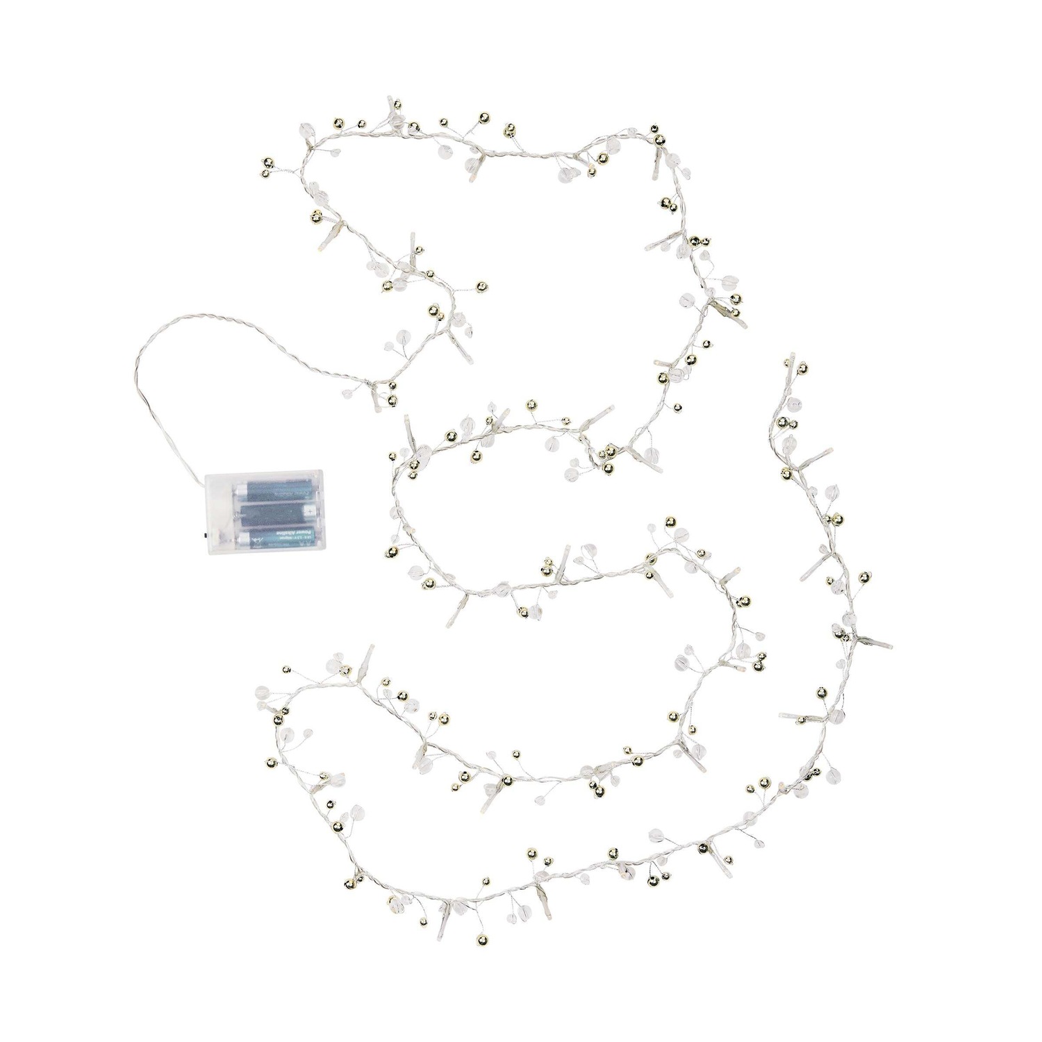 JINGLE LIGHTS LED-Lichterkette Perlen 40 Lichter mit USB-Batteriefach