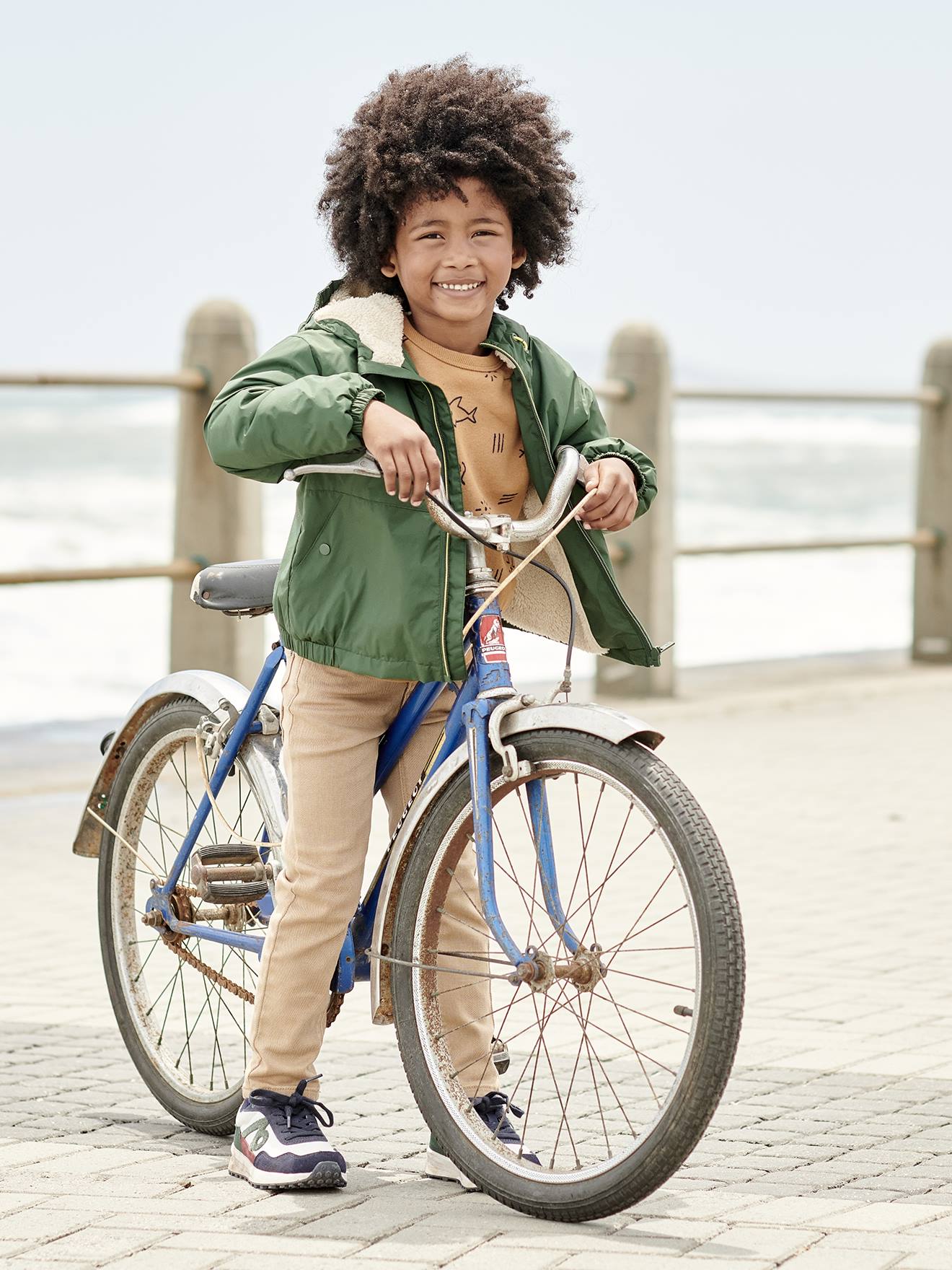 Vertbaudet Jungen Anorak mit Teddyfleece-Futter - khaki