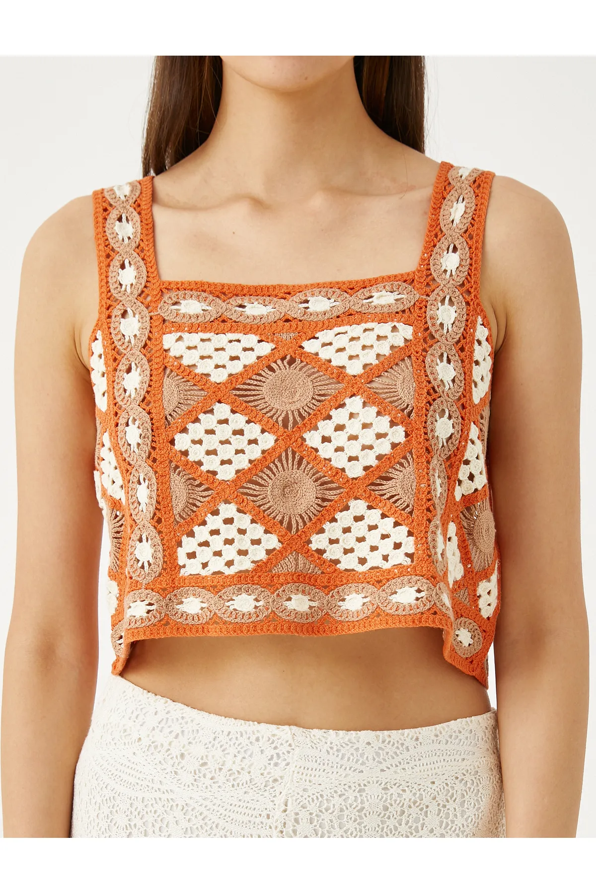 Koton  Gehäkeltes Bustier mit quadratischem Halsband