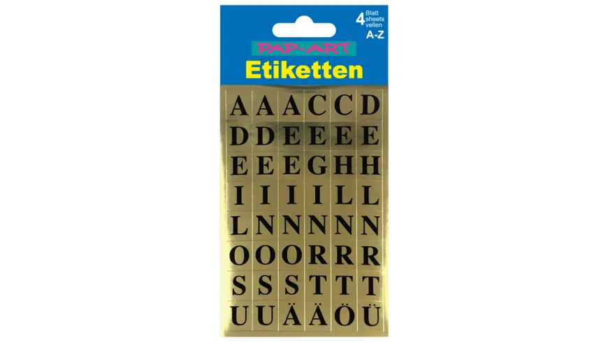 PAP-ART Buchstaben-Etiketten schwarz auf gold 15mm