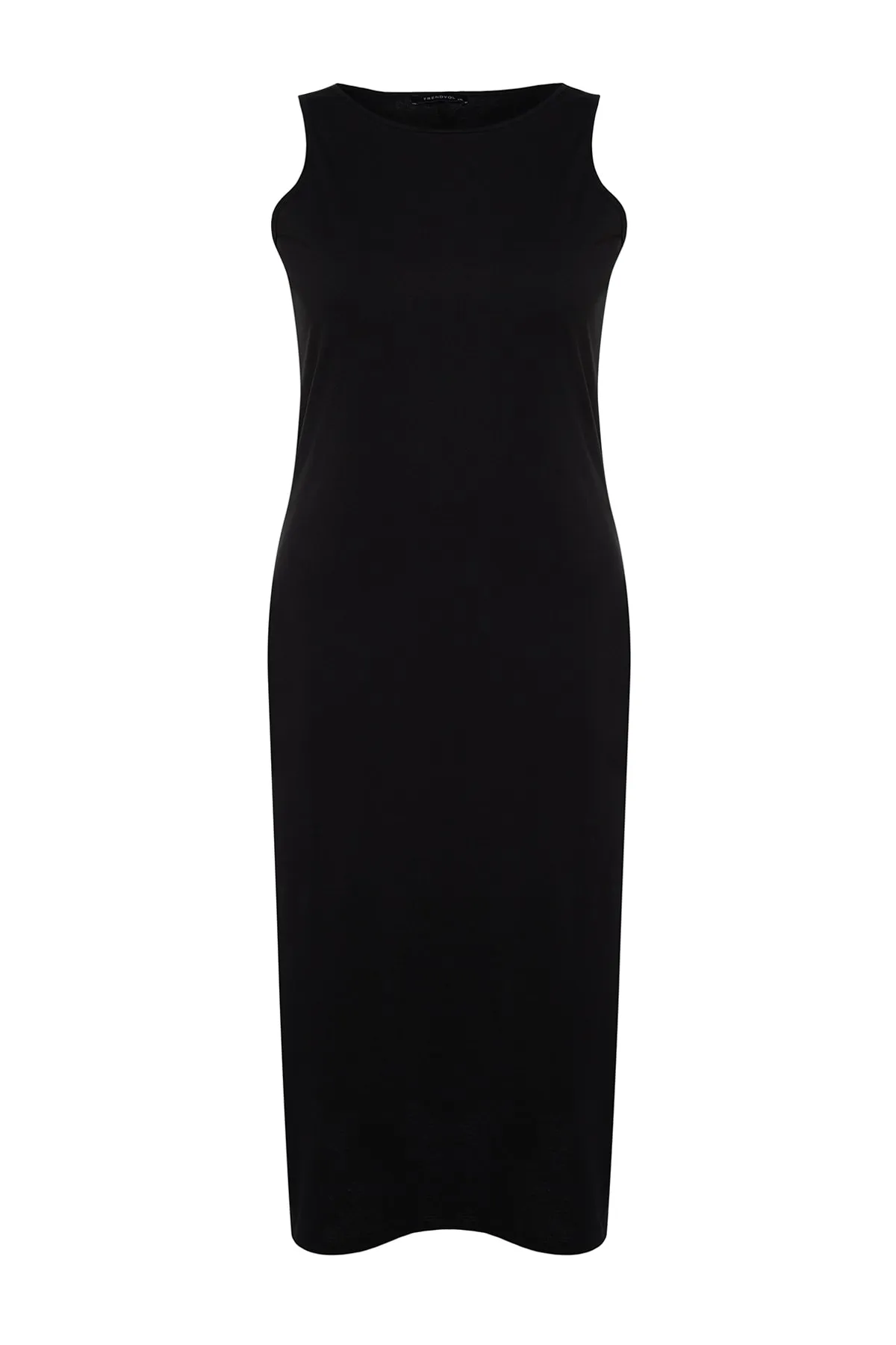 Trendyol Curve  Schwarzes, gerade geschnittenes Strickkleid mit Schlitz TBBSS22AH0162