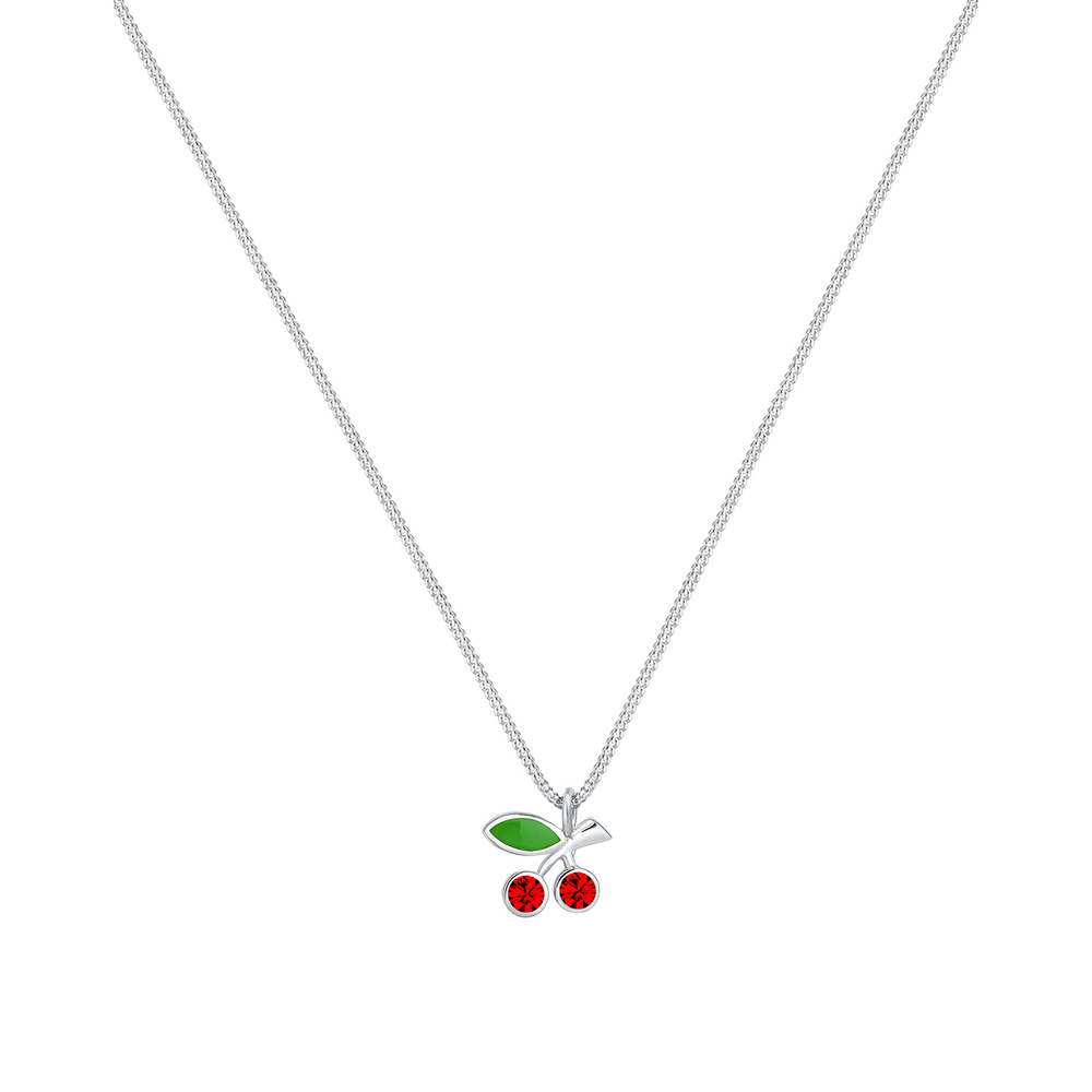 Elli Elli Collier Cerise Pendentif avec Cristaux Mignon Collier Enfants - (925/1000) A collier