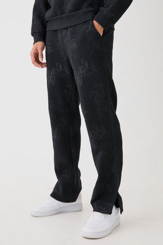 Bestickte Jogginghose mit geteiltem Saum