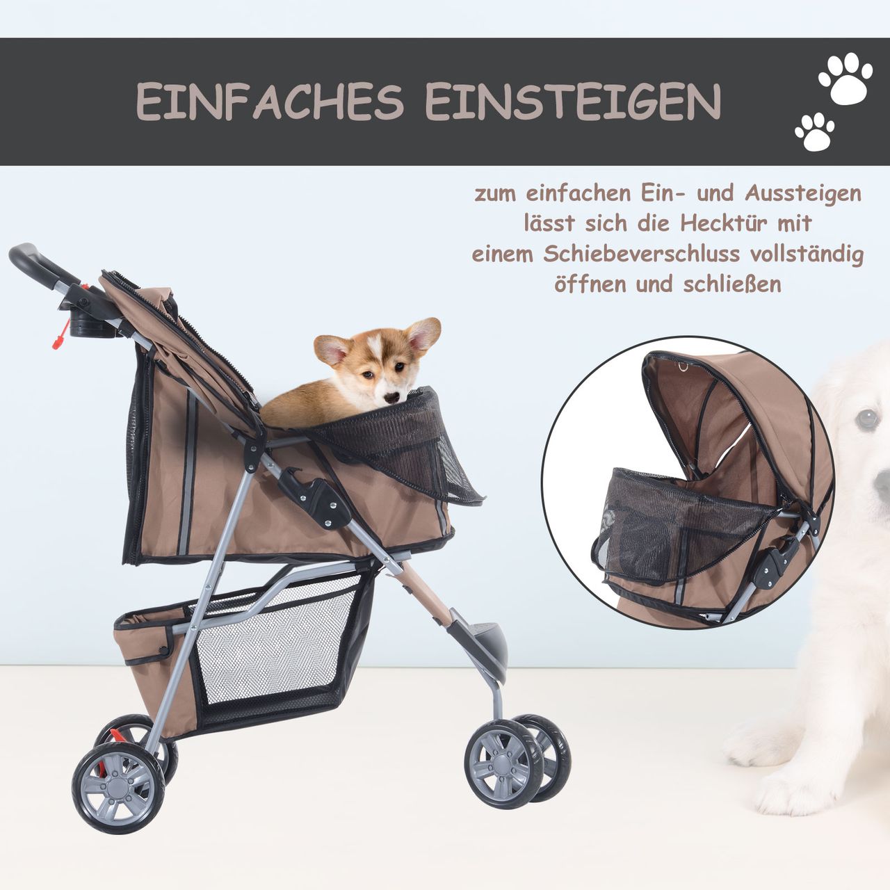 PawHut Hundewagen Hundebuggy Katzenwagen Tierbuggy Pet Stroller Hunde 4 Farben