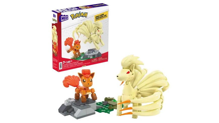MEGA Pokémon Vulpix Evolutionsset (145 Teile) mit 2 beweglichen Actionfiguren für Kinder