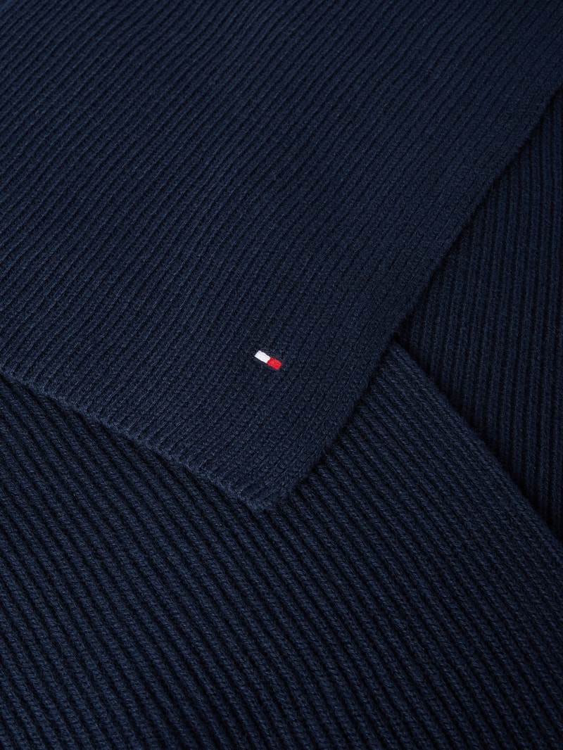 Schal mit Label-Stitching Modell 'ESSENTIAL FLAG' in dunkelblau
