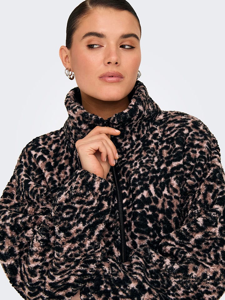 ONLY Fleecejacke in Schwarz/ Braun günstig kaufen