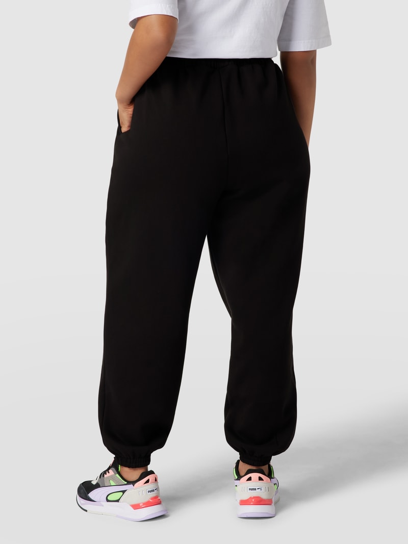 PLUS SIZE Sweatpants mit Label-Stitching Modell 'Classics' in schwarz