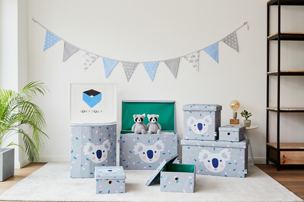 Spielzeugtruhe Kids Grau mit Druck