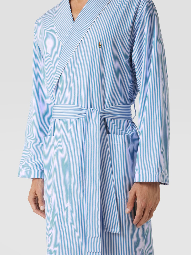 Bademantel mit Streifenmuster Modell 'Terry' in hellblau