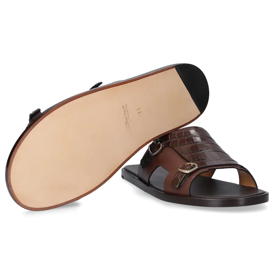 Santoni - Sandalen 16723 Krokodilleder - braun