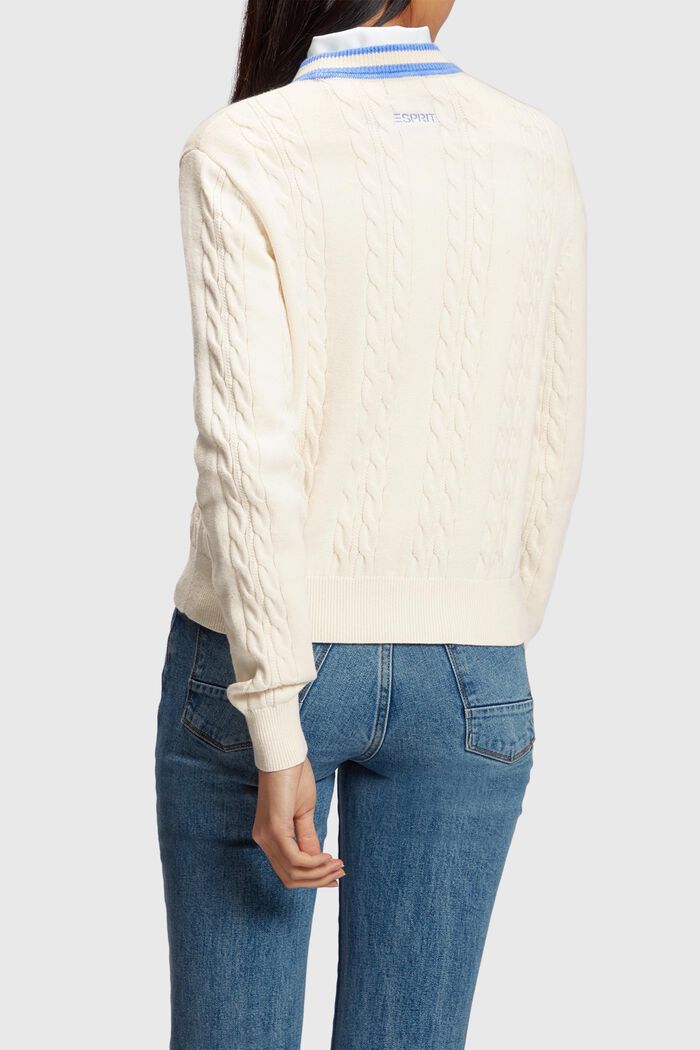 Zopfstrickpullover mit Delfin-Logo
