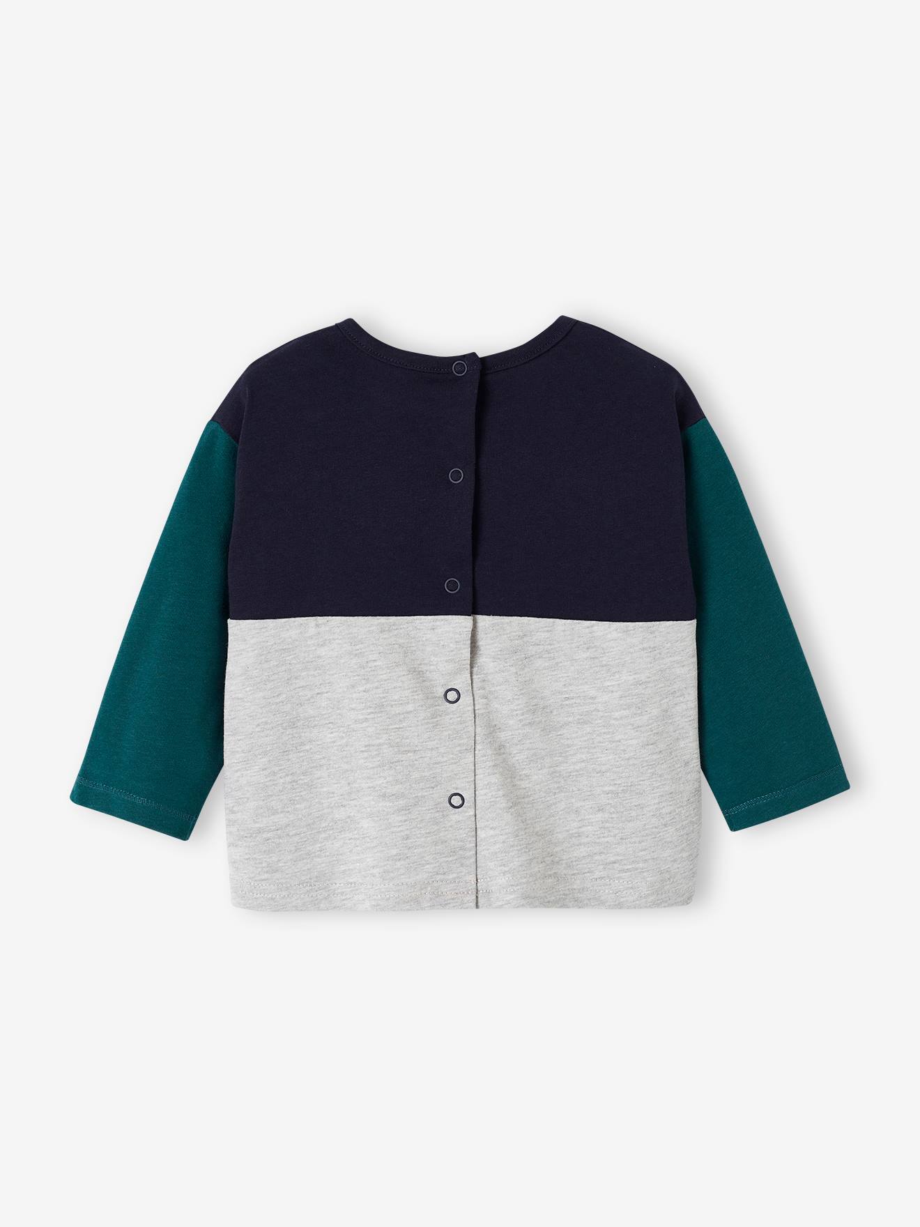 T-shirt colorblock bébé manches longues bleu nuit