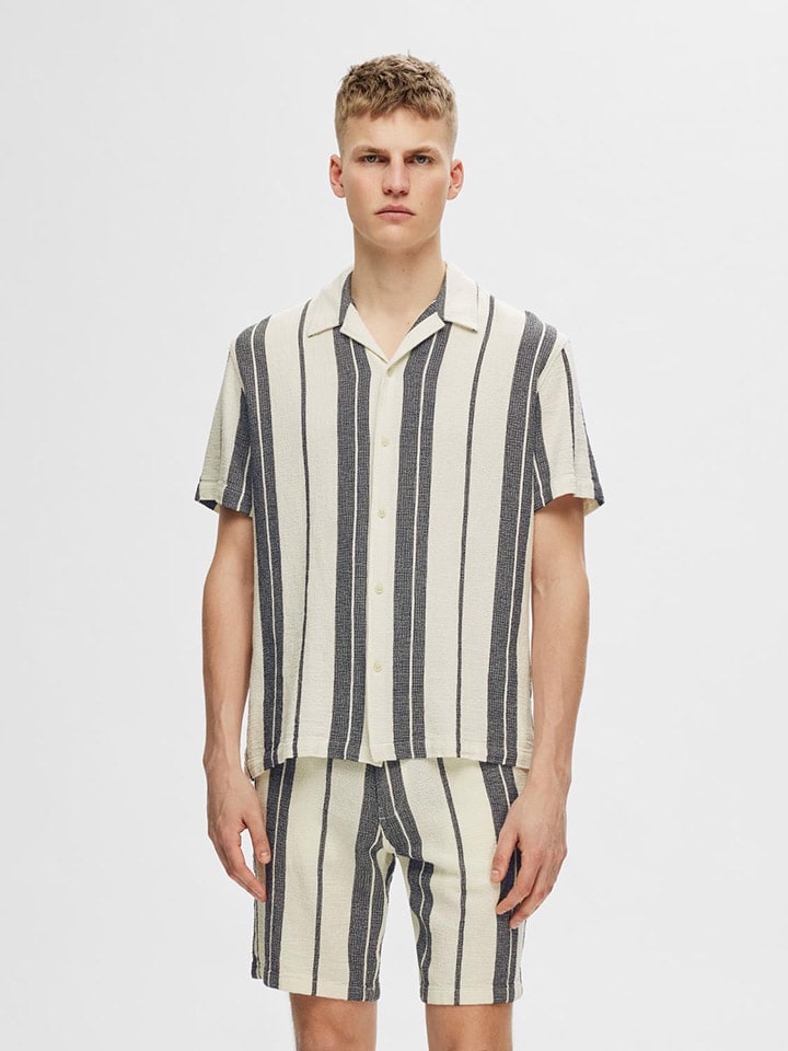 SELECTED HOMME Hemd in Creme/ Blau günstig kaufen
