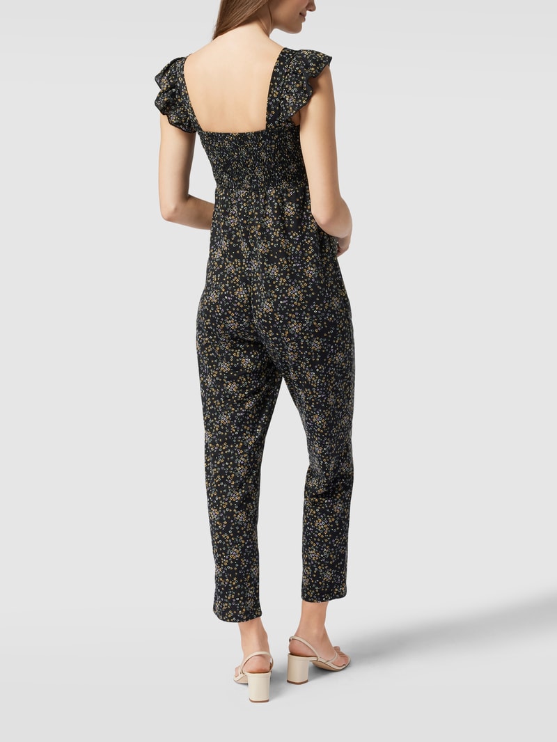 Umstands-Jumpsuit mit floralem Muster in schwarz