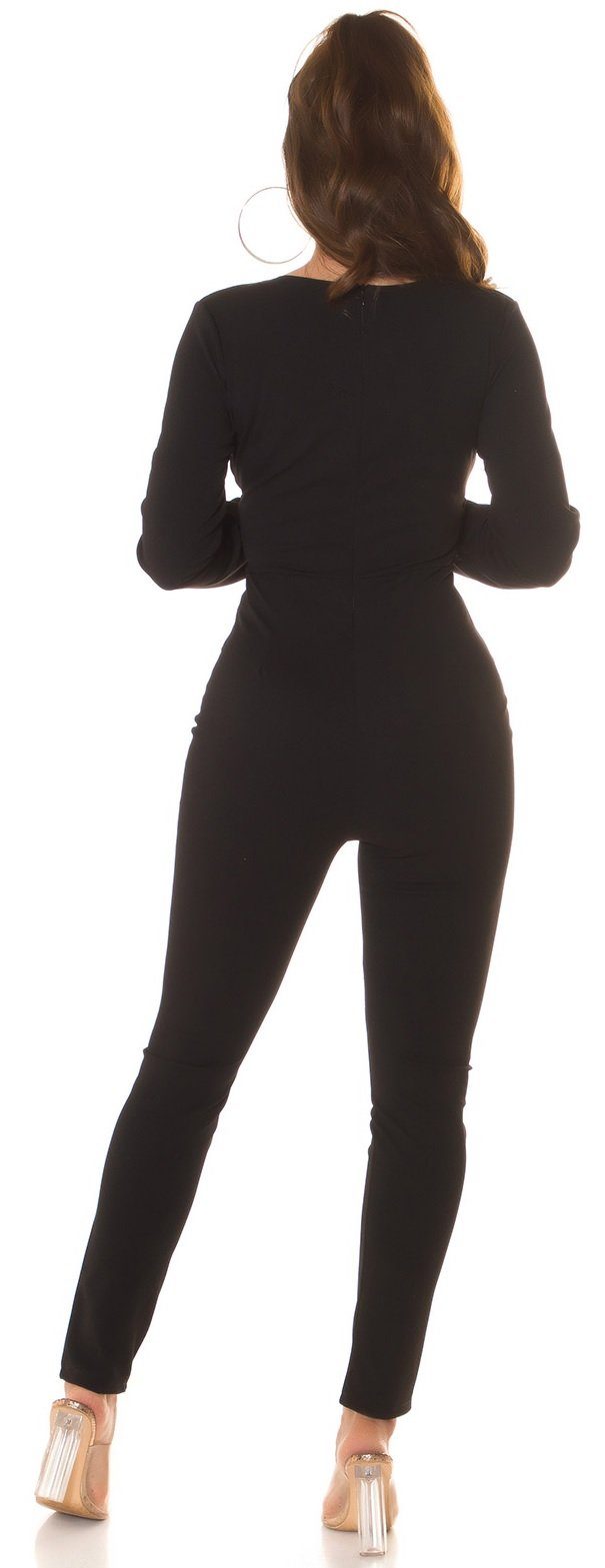 Koucla Overall Langarm-Jumpsuit, einfarbig Hosenanzug Einteiler
