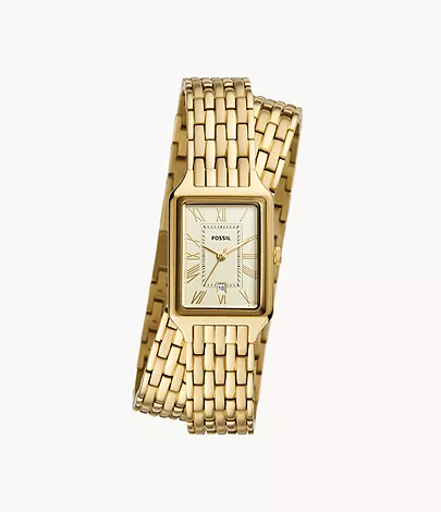Fossil Uhr Raquel 3-Zeiger-Werk Datum Edelstahl goldfarben