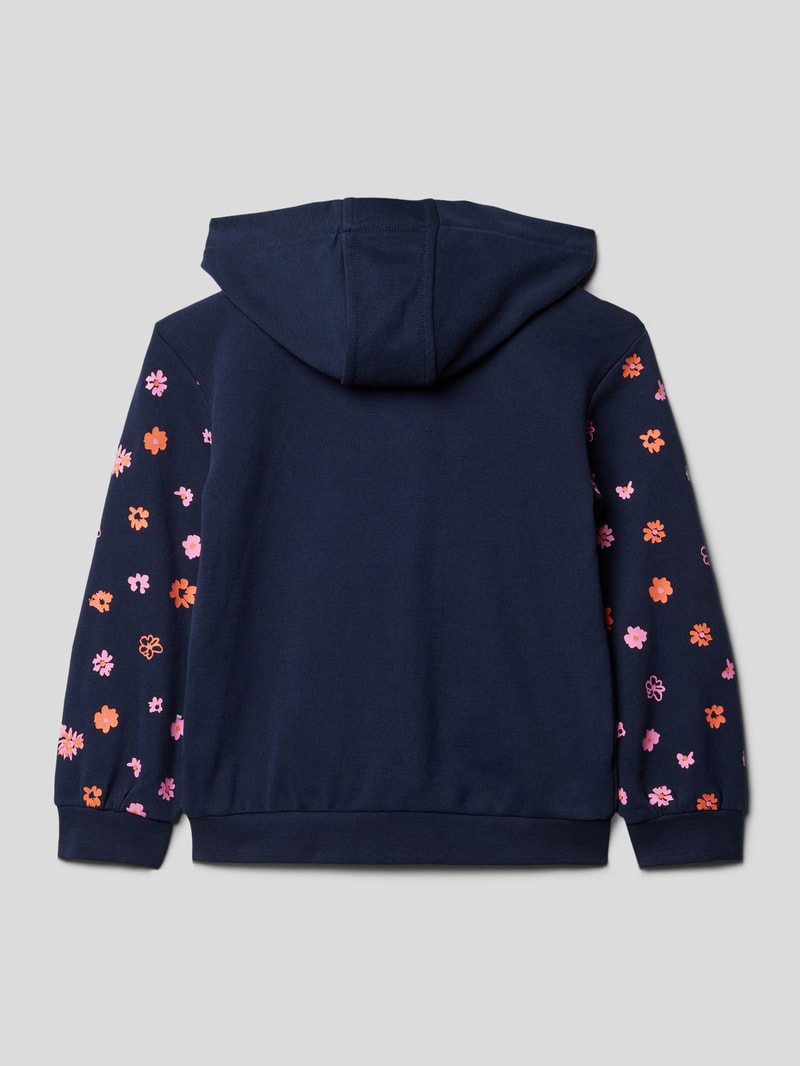 Sweatjacke mit floralem Print in marineblau