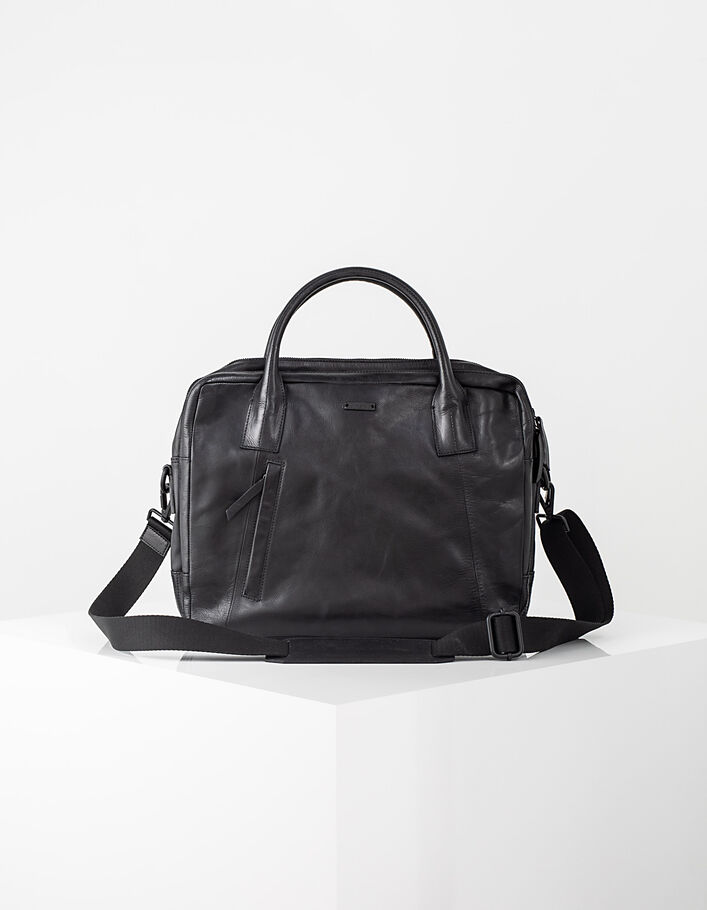 Sac noir en cuir homme