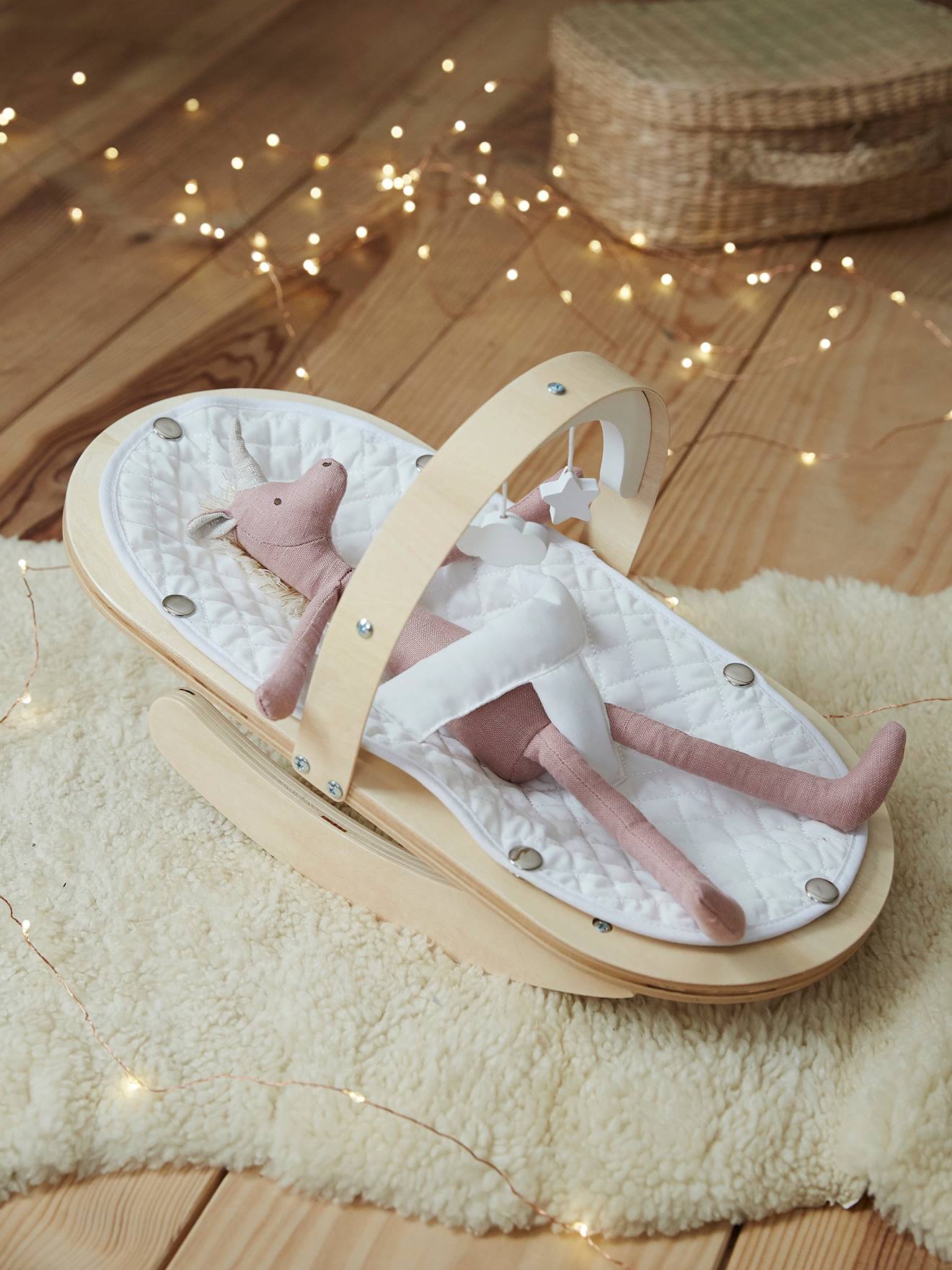 Vertbaudet Puppen-Wippe PETITE MAISON Holz FSC - weiß/natur
