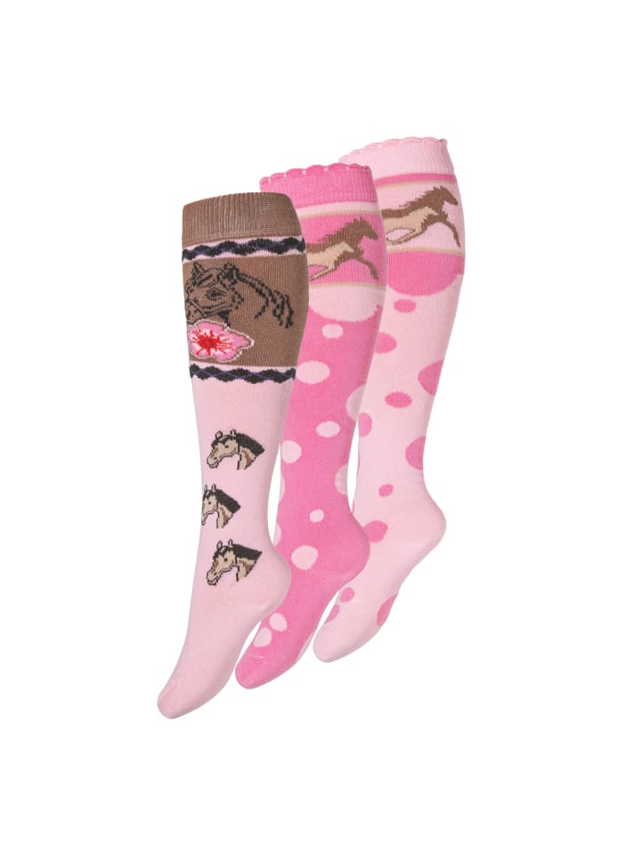 Cotton Prime® Kinder Kniestrümpfe 6 Paar, mit Pferde Motiven in Rosa günstig kaufen