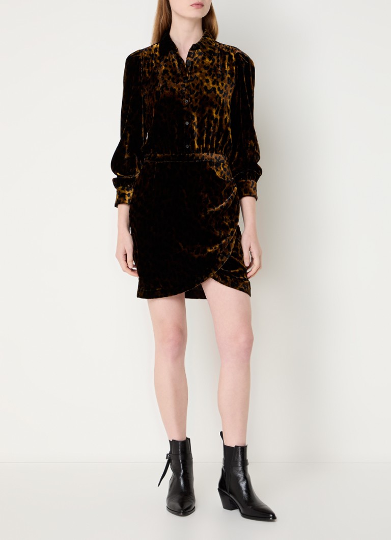 Rochie scurtă Rulipe de la Zadig & Voltaire din catifea cu imprimeu leopard