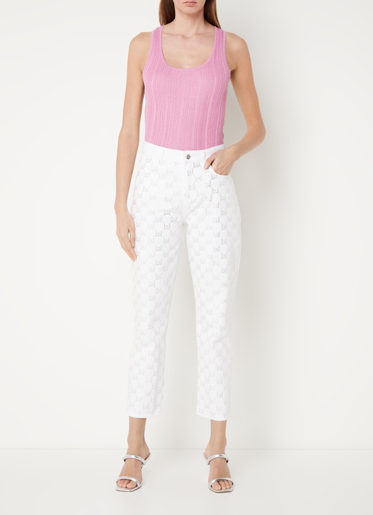 Liu Jo High waist slim fit cropped jeans with rhinestones