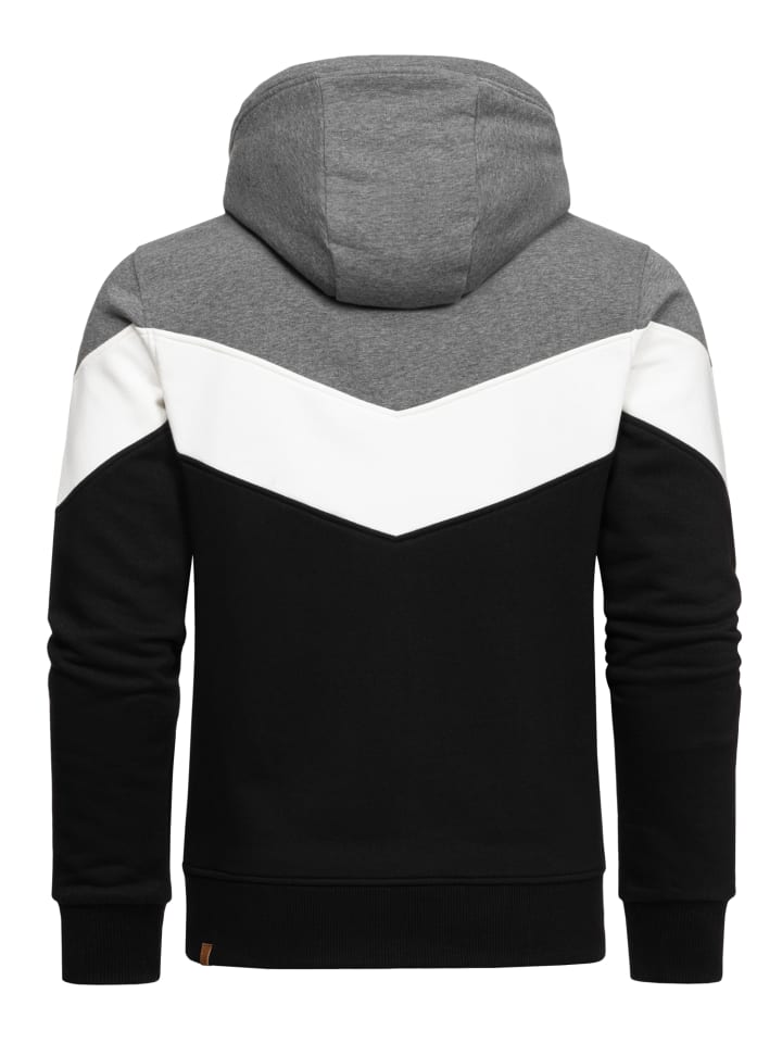Amaci&Sons Sweatjacke im Block-Design ARDMORE in Anthrazit/Weiß/Schwarz günstig kaufen