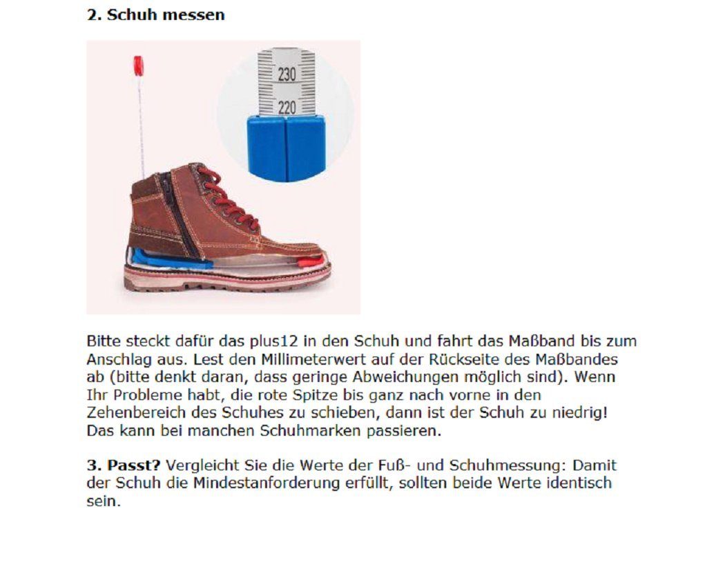 Plus 12 Messschieber - Optimal für Kinderfüße, Schuhmessgerät, Blaues Fußmessgerät, Markenunabhängig einsetzbar