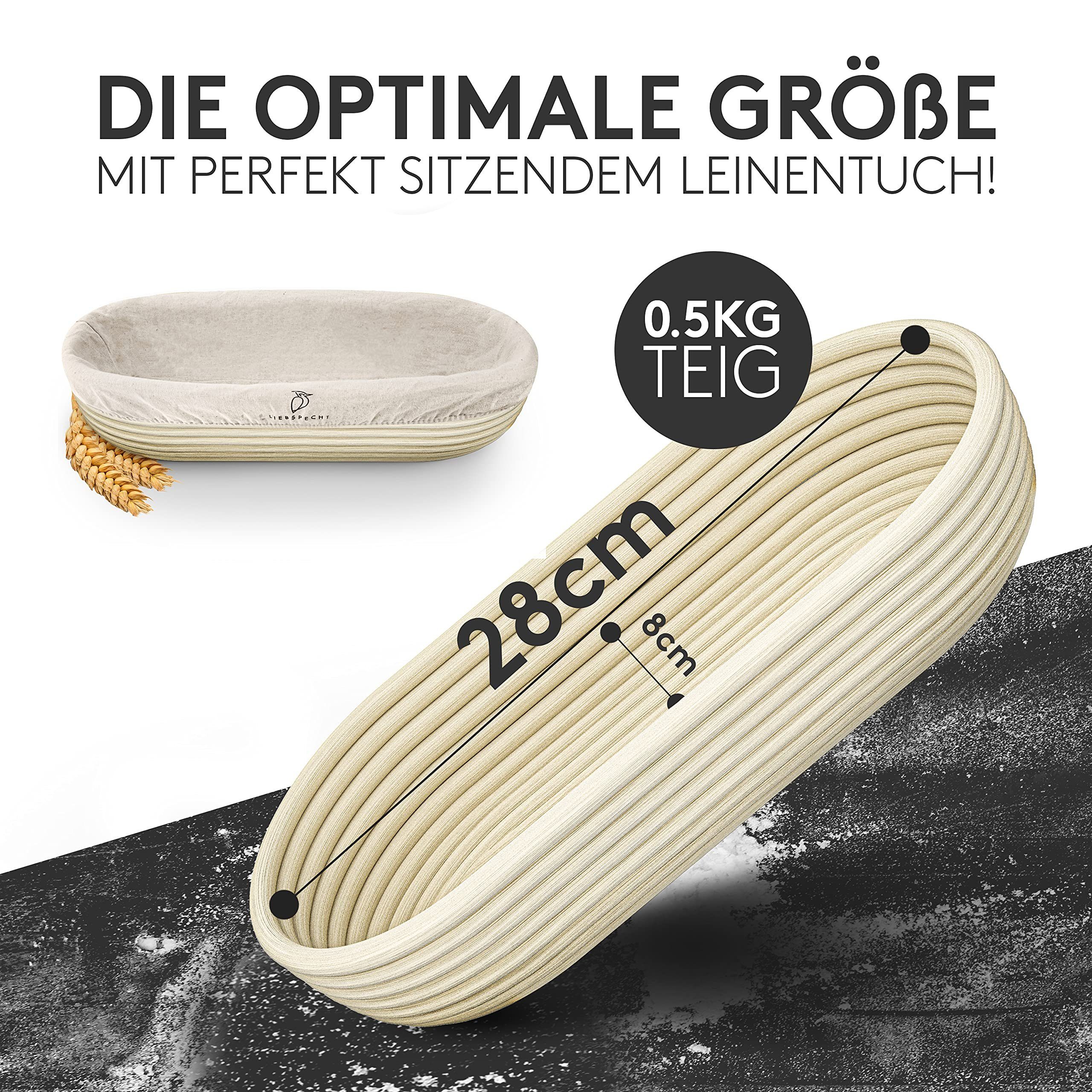 Liebspecht Gärkorb Gärkorb - Peddigrohr mit waschbarem Leineneinsatz, Oval 35cm Rattan & Korb