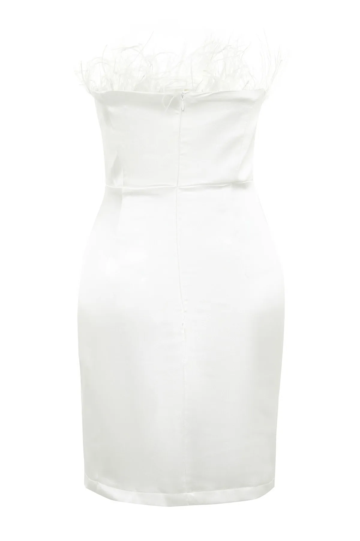 Trendyol Collection  Ecru Zweireihiges, gefüttertes, gewebtes Otriches-Satin-Brautabendkleid TPRSS23EL00019