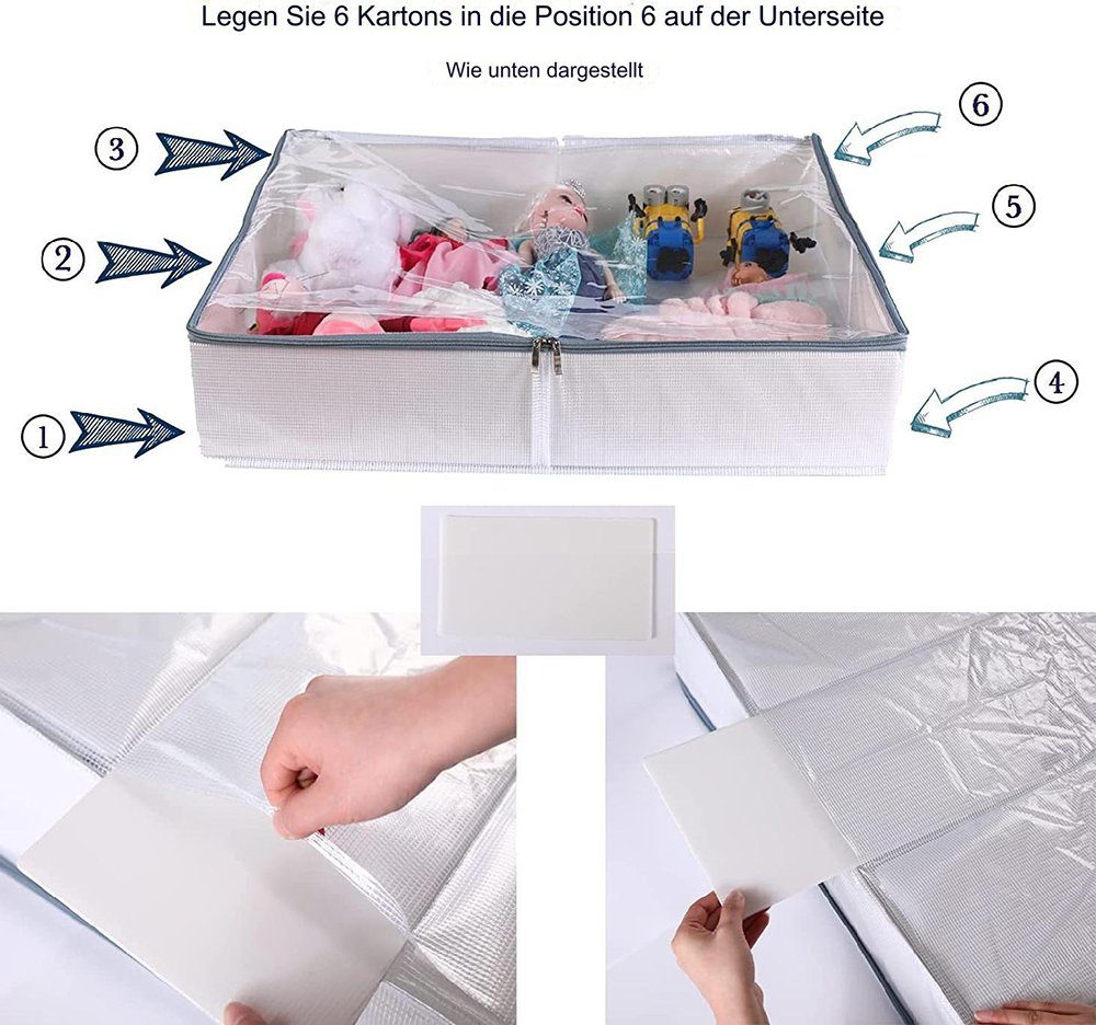 Wunderwelt Aufbewahrungstasche 2 Stück Premium Unterbettkommode mit Sichtfenster (Unterbett-Aufbewahrungstasche Kleideraufbewahrung, 2-tlg., Decken Organisator Lagerbehälter), Faltbar,76*62*15cm