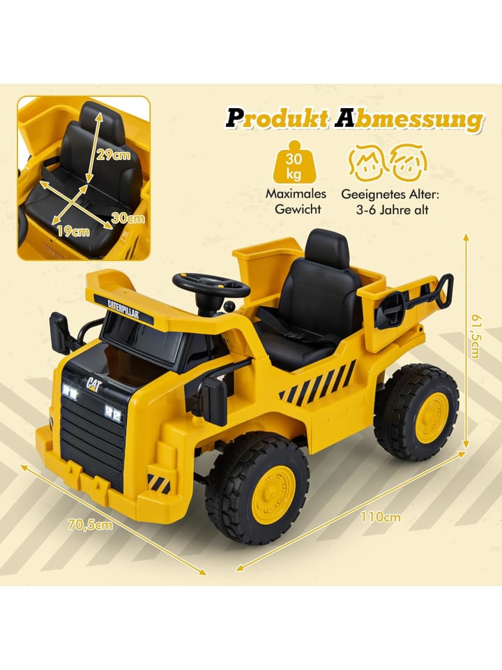 COSTWAY 12V Elektroauto ab 3 Jahren Caterpillar in Gelb günstig kaufen onesize