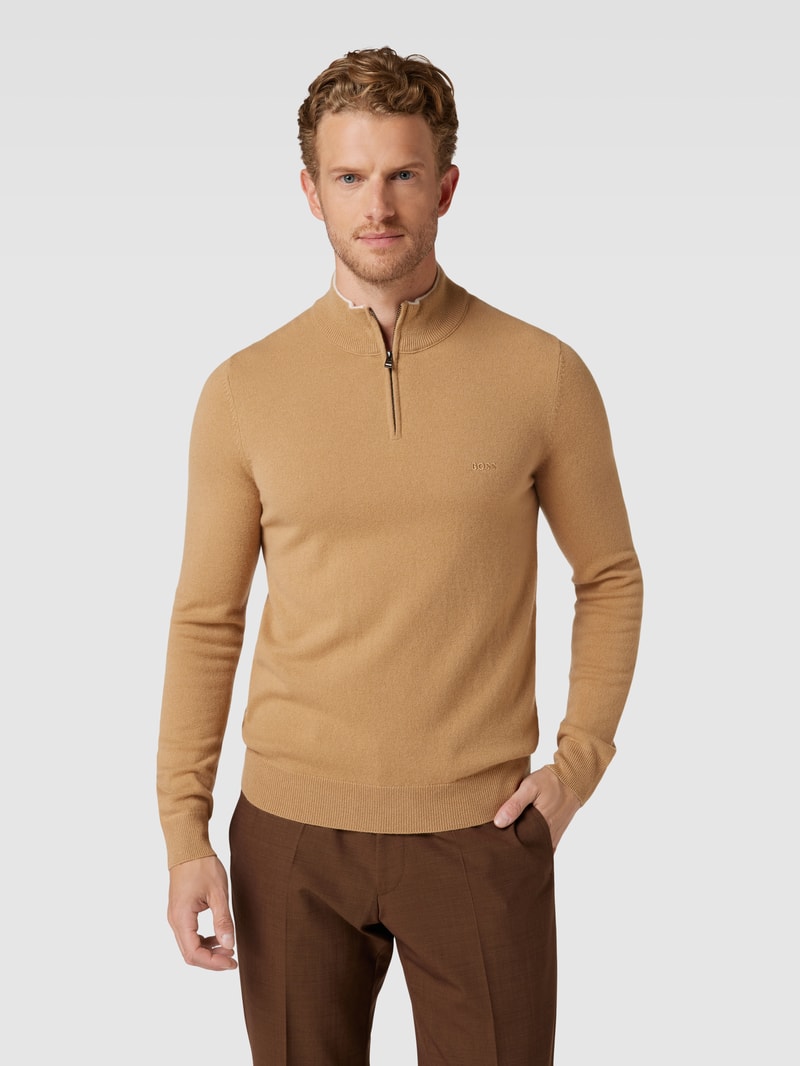 Strickpullover mit Troyer-Kragen Modell 'Marlo' in beige