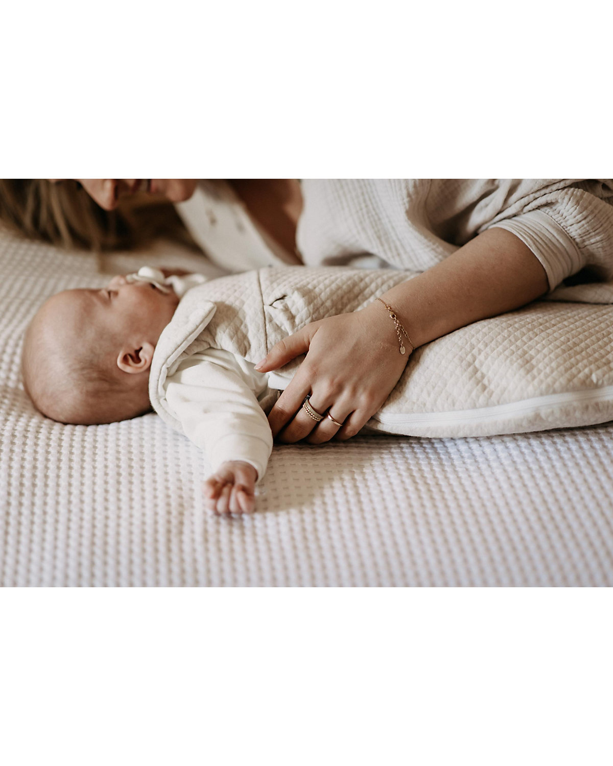 Baby-Mäxchen Schlafsack 3tlg. Special Fabric Quilt - TOG 3,0 - nature, 74/80