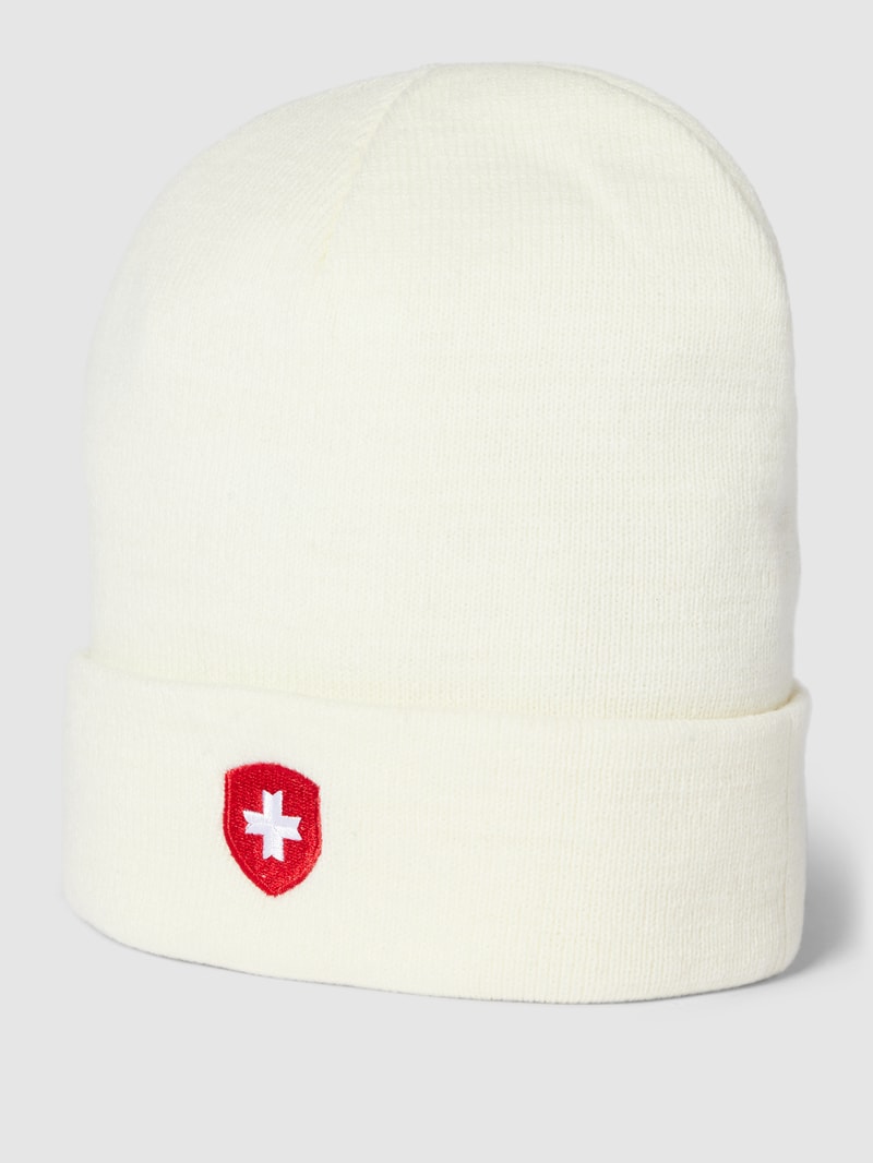 Beanie mit Label-Stitching in weiß