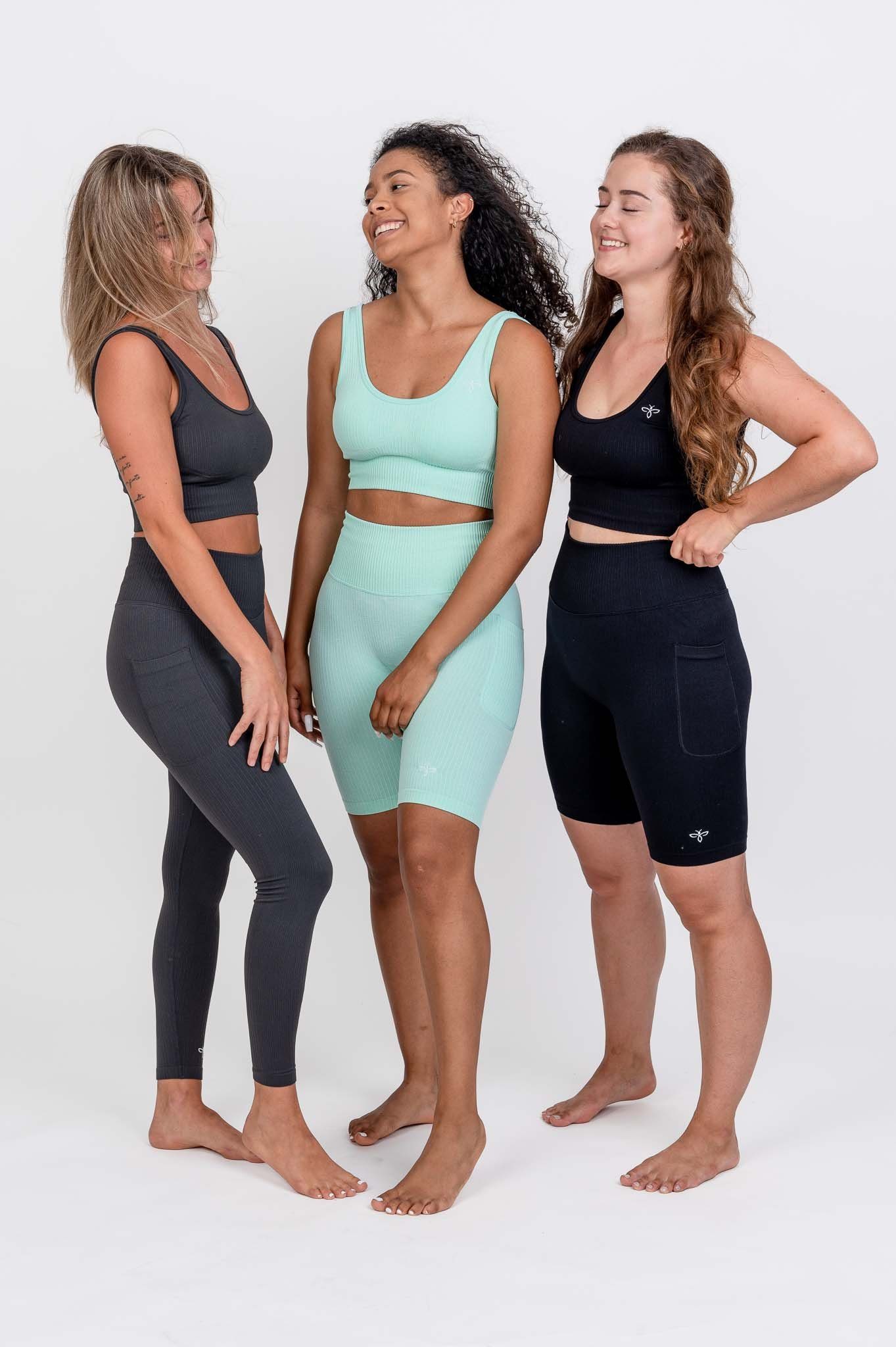 ESMINA Seamless Leggings Performance ripped 2 Handytaschen, Shapingeffekt, Sporthose, High Waist, gerippte Optik