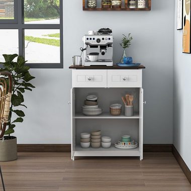 KOMFOTTEU Kommode Badzimmerschrank, mit höhenverstellbarem Regal, 60 x 30 x 75 cm