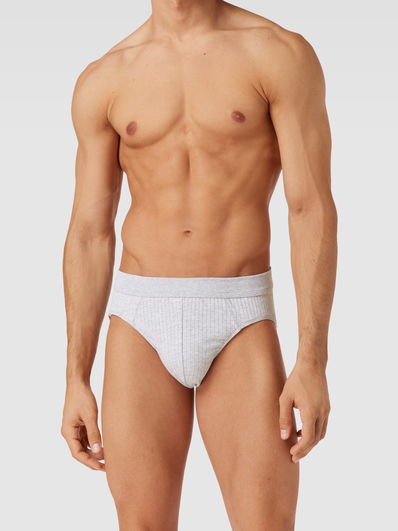 Slip mit Rippenstruktur im 2er-Pack Modell 'Authentic' in mittelgrau meliert