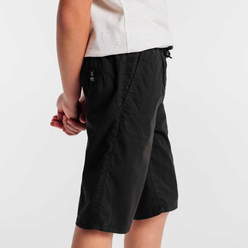 Bermuda slim en toile unie noir garçon