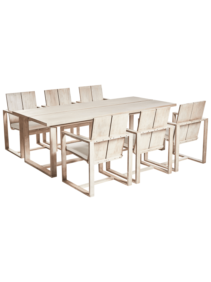 Beliani 7-tlg Gartentisch Set AZZANELLO in Heller Holzfarbton/Weiß günstig kaufen onesize