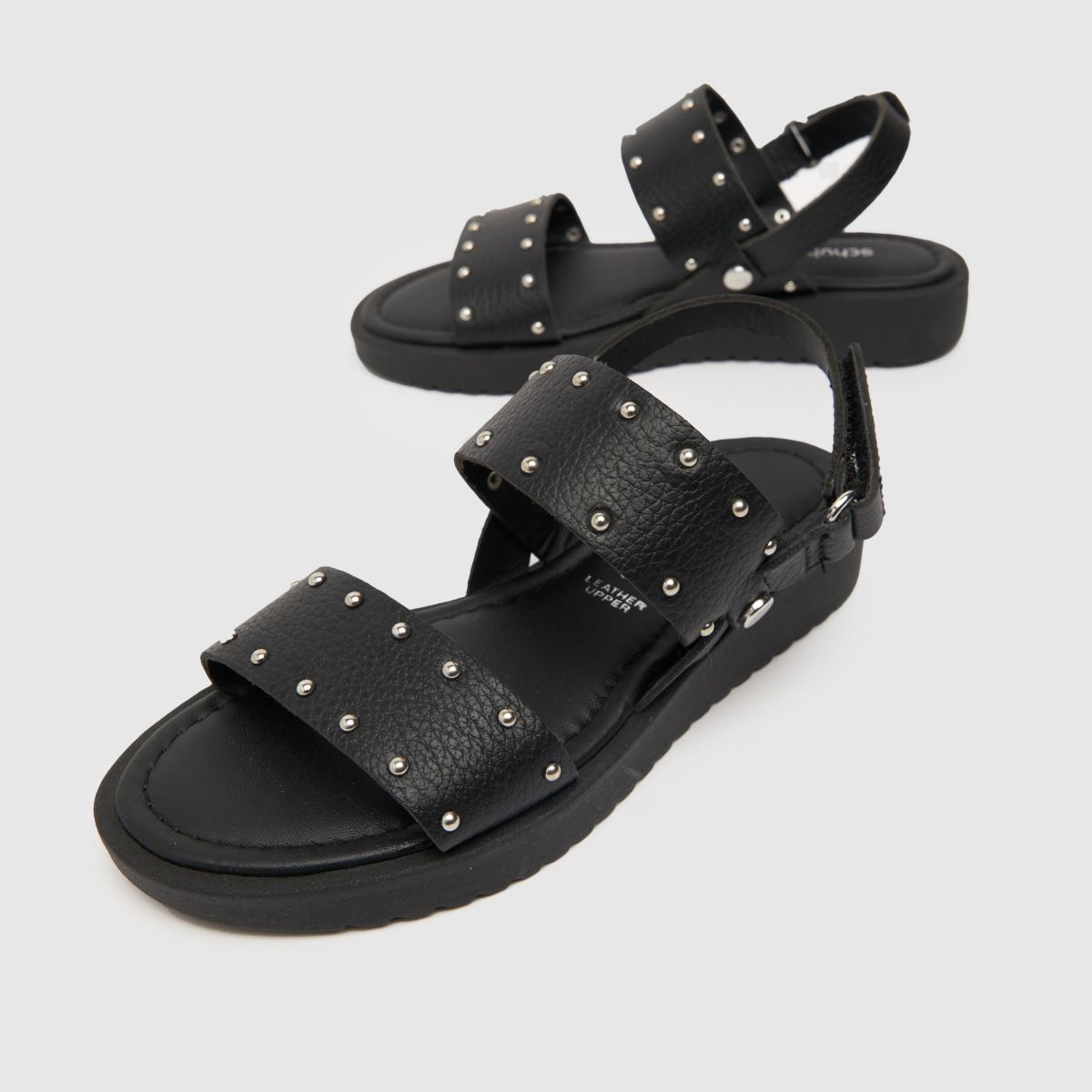 schuh svarta teach-lädersandaler för flickor
