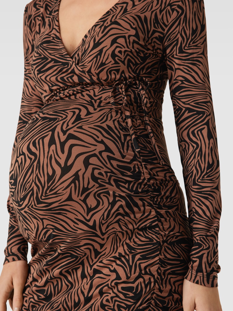 Umstands-Midikleid mit Allover-Muster in schwarz