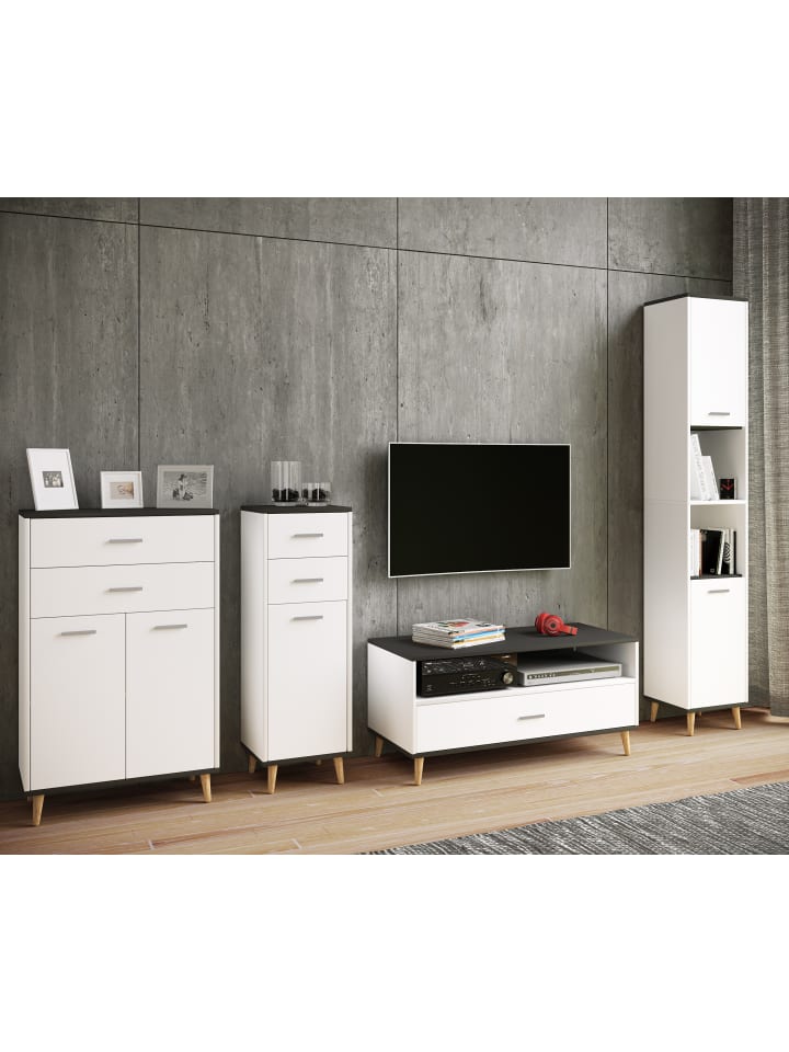 VCM  Holz Badmöbel Sideboard Kommode Bad Schrank Landos in Weiß / Anthrazit günstig kaufen onesize