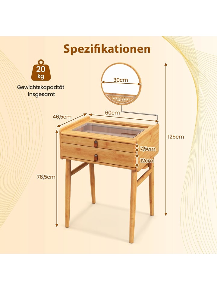 COSTWAY Schminktisch mit Spiegel in Gelb günstig kaufen 125 cm