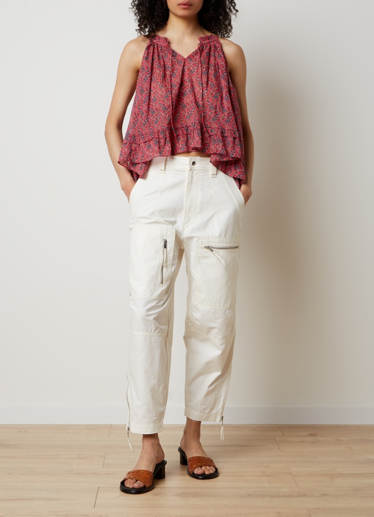 Top corto con scollo all'americana Isabel Marant Fabino in cotone biologico con stampa floreale.