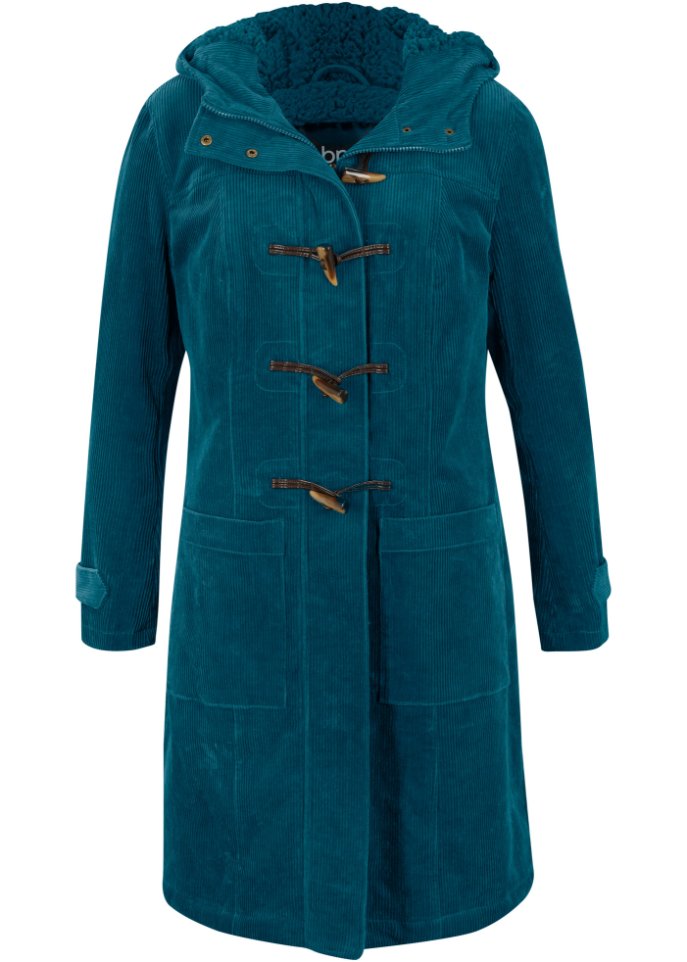 Gefütterter Cord-Dufflecoat, halblang