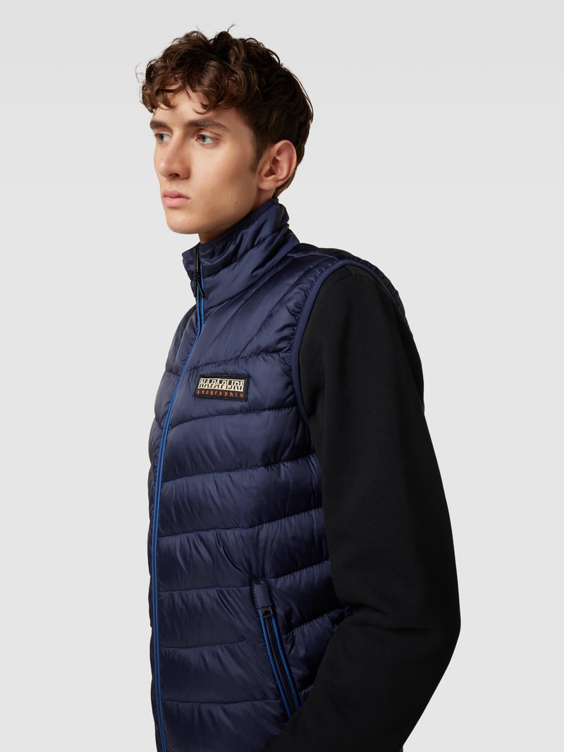 Regular Fit Steppweste mit Stehkragen Modell 'AERONS' in marineblau